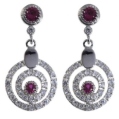 Серьги, серебро 925, рубин синт,циркон 012 01 21-03239 2010 г инфо 10193w.